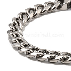 変色しない304ステンレススチール製キューバンリンクチェーンブレスレット  ステンレス鋼色  8-7/8インチ（22.6cm）&nbsp;NJEW-D050-02D-P