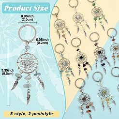 10 шт. сплава натуральных и синтетических камней смешанных перьевых брелоков&nbsp;KEYC-YW00208
