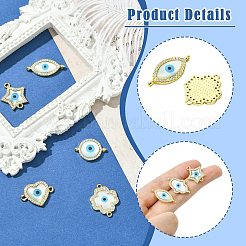 6 шт. 6 стиля латунные микро-паве прозрачные кубические цирконии и натуральные ракушки звенья-соединители подвески от сглаза&nbsp;KK-CJ0003-44