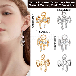 12шт 2 цвета латунные микро проложить кубический цирконий шармы&nbsp;KK-BBC0014-18