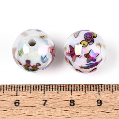 Непрозрачные акриловые бусины с принтом в виде океана&nbsp;MACR-T048-07C