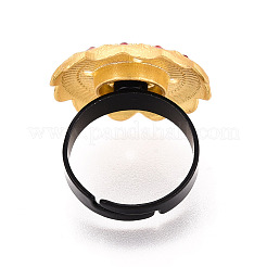 調整可能な花の合金と鉄のラインストーンベゼルカップリングベース、回転可能なトレイ付き  不安を和らげるパッドリングセッティングリング作り  ゴールドカラー  23x23mm  17mm  トレイのサイズ：14mm&nbsp;MAK-T012-03G