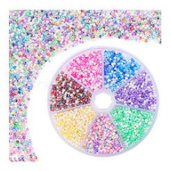 7 набор 7-х цветных прозрачных стеклянных бусин с блеском и радужными цветами GLAA-PH0003-80