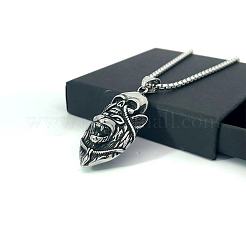 Европейский стиль нержавеющая сталь львиная голова череп кулон цепь ожерелья для мужчин RT7787