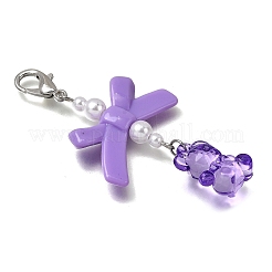 Акриловый медведь с подвесными украшениями в виде банта HJEW-JM04101