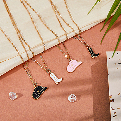 4 шт. 4 стиля ковбойская шляпа и туфли сплав эмалированные подвески ожерелья комплект для женщин NJEW-FI0001-10