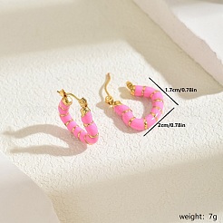 Стильные геометрические серьги-кольца в форме сердца из нержавеющей стали 201 с эмалью XI3241-2