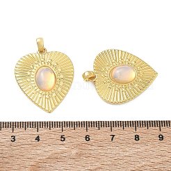 真鍮とオパライトのペンダント  ハートチャーム  ラックめっき  長持ちメッキ  鉛フリー＆カドミウムフリー  18KGP本金メッキ  29.5x25x5mm  穴：4x3mm&nbsp;GG-CBAD360-13G-01