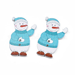 Рождественские деревянные пуговицы из окрашенного клена с 2 отверстием WOOD-N005-47