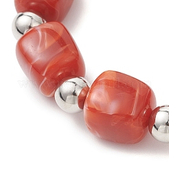 Pulsera elástica de cuentas cuboides de acrílico y plástico CCB de dos tonos para mujer.&nbsp;BJEW-JB13302-01