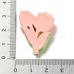 不透明樹脂デコデンカボション  花  ライトコーラル  32x23x8mm&nbsp;RESI-B022-02A