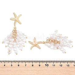 Orecchini a perno con nappine in lega con perle di plastica&nbsp;EJEW-Z172-06G-01