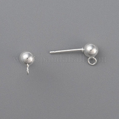 304ステンレススチールボールスタッドピアスポスト  ピアスパーツ  カン付き  ラウンド  銀  15x4mm  穴：1.8mm  ピン：0.8mm&nbsp;X-STAS-H410-10S-A