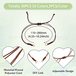 30шт 10 стиля регулируемый вощеный полиэстеровый шнур для изготовления браслета&nbsp;X1-AJEW-TAC00052
