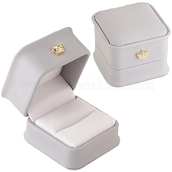 2 Stück quadratische Geschenkbox für Ringe aus PU-Leder&nbsp;LBOX-CL0001-06