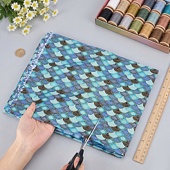 Tissu en coton à motif d'écailles de poisson&nbsp;DIY-WH0622-777B