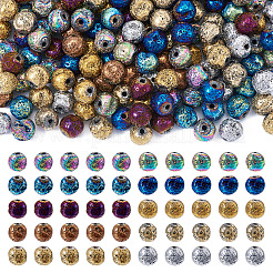 150 шт. 10 цвета гальванические натуральные бусины из вулканического камня&nbsp;G-PJ0001-03B