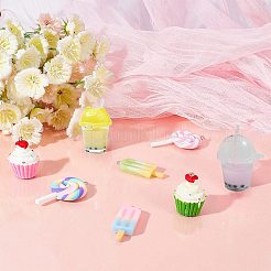 食品サンプルのキーホルダー作りキット  アクリル＆レジン＆ポリマークレイペンダントを含む  アイアンスプリットキーリング＆スプリットリング  ミックスカラー  ペンダント：8pcs / bag&nbsp;DIY-SC0018-32