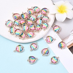 30 шт. 3 стиля ccb пластиковая рамка с радужными бусинами из полимерной глины&nbsp;KK-YW0004-39