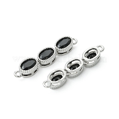 Messing-Pavé-Anhänger mit schwarzen Zirkonia-Steinen und drei ovalen Verbindungsgliedern&nbsp;XGRQ3P837-645P