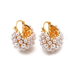 Серьги-кольца из пластика abc с имитацией жемчуга в форме корзины EJEW-S270-08G