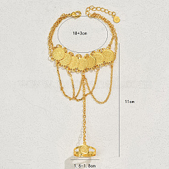 Медный браслет из латунных цепочек для монет в стиле Ближнего Востока с подвеской-кисточкой SV3289