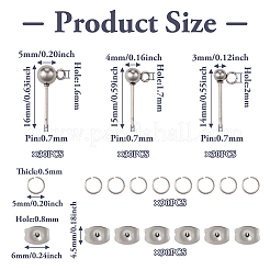 90 шт. 3 размера 202 фурнитура для сережек-гвоздиков из нержавеющей стали с шариками&nbsp;STAS-TA0002-22