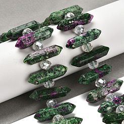 Натуральный рубин в цоизите бусины с двойными концами G-H069-B08-01