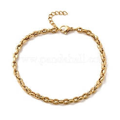 女性用304ステンレススチールコーヒービーンチェーンブレスレット  PVD真空メッキ  22KGP本金メッキ  7-7/8インチ（20cm）&nbsp;BJEW-B140-01A-G