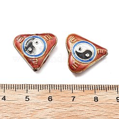 手作り七宝ビーズ  陰陽の心  ブラウン  18.5~19x20x5~5.5mm  穴：1.2mm&nbsp;CLB-Q002-02E