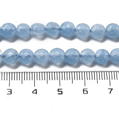 天然染色クォーツ模造アクアマリンビーズ連売り  多面カット  フラットラウンド  6~7.5x4~5.5mm  穴：0.8~1mm  約56~70個/連  15.31~16.10インチ（38.9~40.9cm）&nbsp;G-C179-A01-02