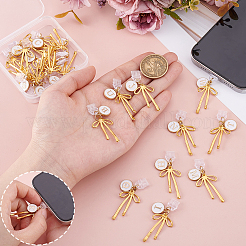 26 шт. 26 стиля плоские круглые с буквами и бантом из цинкового сплава эмалированные мобильные пылезащитные заглушки&nbsp;HJEW-GA00054