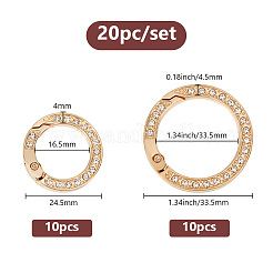 20 шт. 2 стиля сплава кристалл горный хрусталь пружинные затворные кольца&nbsp;FIND-GO0001-82