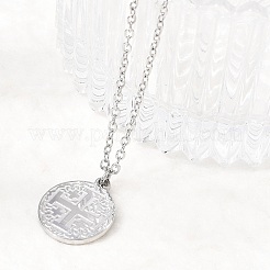 Подвески-медали с иерусалимским крестом из нержавеющей стали 304&nbsp;NJEW-D349-01P