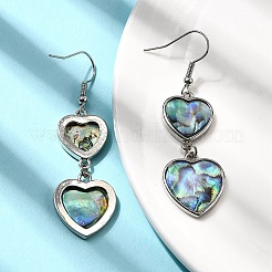 Серьги-подвески из натуральной латунной раковины морского ушка EJEW-F388-01B-P