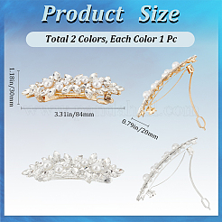 2 шт. 2-х цветные заколки для волос из сплава со стеклянными стразами OHAR-BBC0001-02