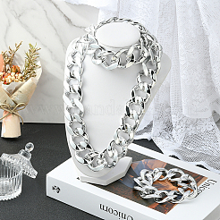 2 шт. 2 стиля акриловые кубинские цепочки ожерелья и браслеты комплекты украшений&nbsp;SJEW-SP0001-01P