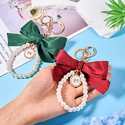 2шт 2 цвета золотой сплав и полиэстер и пластиковый брелок&nbsp;KEYC-TA0001-35B