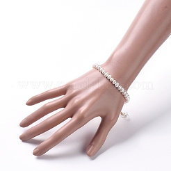 Браслеты из натурального культивированного пресноводного жемчуга с бисером BJEW-JB04997