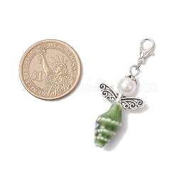 Подвеска в виде ангела из стеклянных жемчужин и керамики в виде раковины&nbsp;HJEW-JM03396