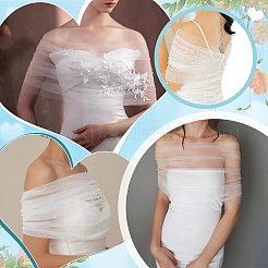 Полиэстеровая шаль на одно плечо для невесты&nbsp;AJEW-WH0752-127A