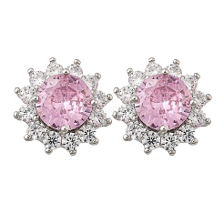 Серьги-гвоздики из латуни с микропаве из прозрачных кубических цирконий для женщин&nbsp;EJEW-G428-17P