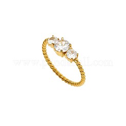 Anelli da dito in acciaio inossidabile 304 e zirconi cubici trasparenti&nbsp;WG48BB7-01