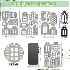 3 Stück 3 Stile Vintage-Fenster-Thema Stanzschablonen aus Kohlenstoffstahl&nbsp;DIY-WH0309-4526