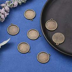 Плоские круглые сеттинги сплава кулон кабошон PALLOY-N0088-37AB-NF