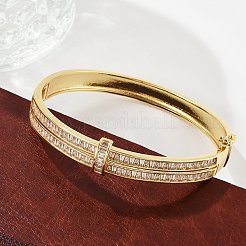 Женские браслеты на шарнирах из латуни с микропаве и прозрачным фианитом BJEW-K274-12G