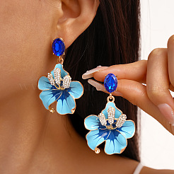 Цветок сплава горный хрусталь болтающиеся серьги стержня&nbsp;FS-WG119D4-02