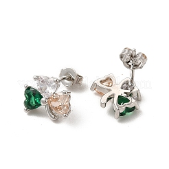 Aretes de latón chapado en rack con micro pavé de circonitas cúbicas&nbsp;EJEW-P221-30P