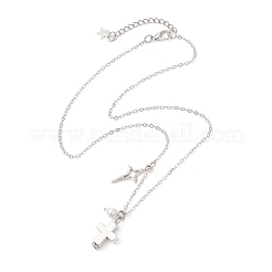 Женские ожерелья с цепочкой из латунного кабеля и креста-звезды из сплава&nbsp;NJEW-JN05789