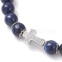 3 комплект браслетов из двухцветного натурального лазурита и белого нефрита&nbsp;BJEW-JB12256